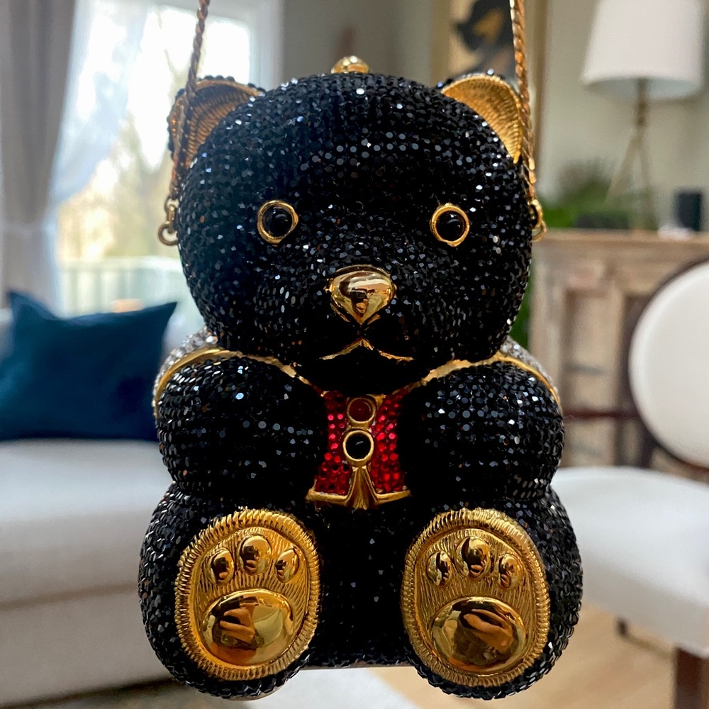 Judith Leiber Circus Ringleader Teddy Bear Minaudière with Swarovski Crystals